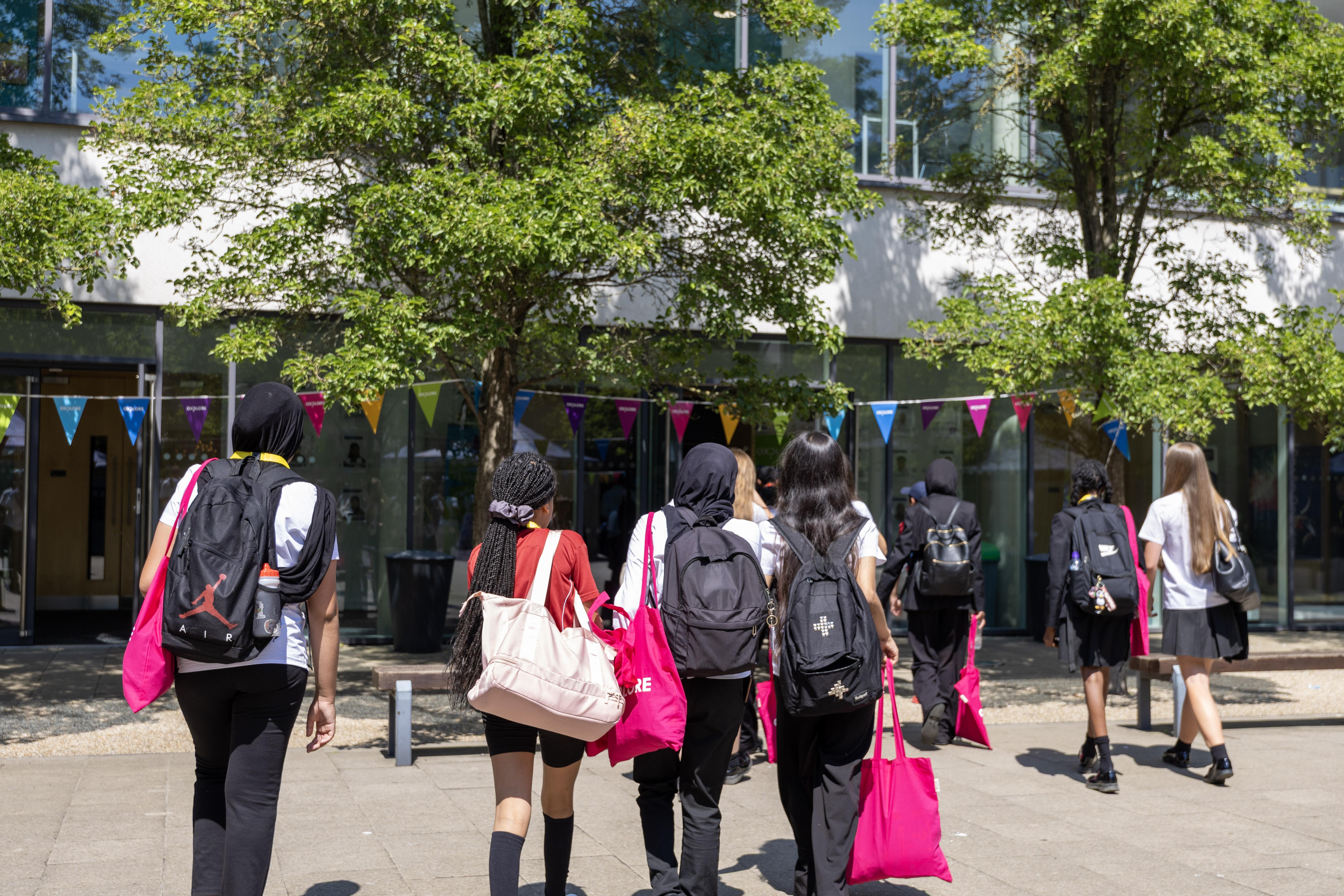 students walking