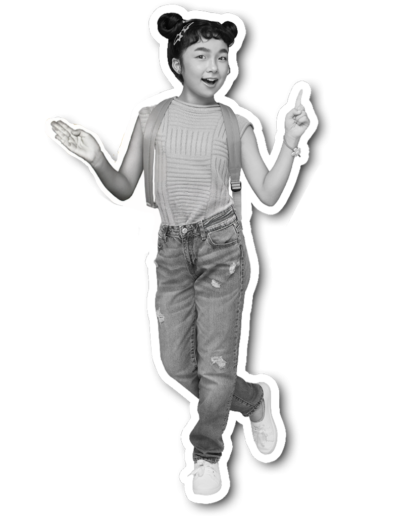 student pointing